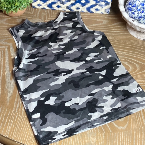 Little Boys Black & Gray Camouflage Dri Fit Summer Sleeveless Tank Top Shirt - Picture 2 of 8